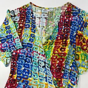Jams World Hawaiian Wrap Dress Women's M Road‎ Trip Print Tie Waist V Neck